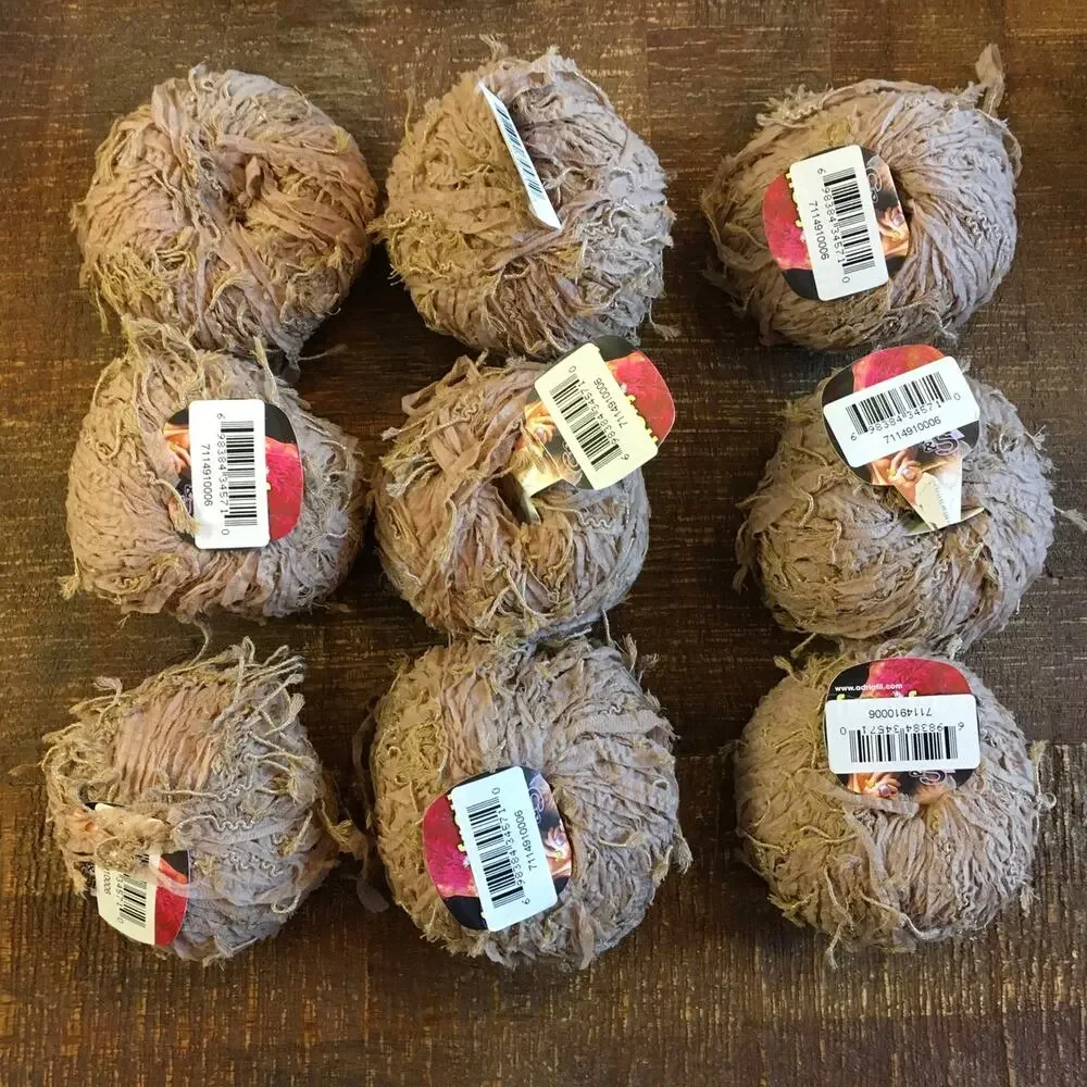LOT OF 9 Adriafil Frou Frou Shaggy Mixed Fiber Cotton Blend Yarn Fancy Tan Italy